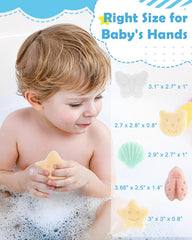 MoHern Esponja Konjac para Bebé – 5 Figuras Naturales, Suave para Baño Infantil, a Base de Plantas