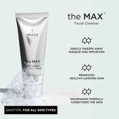 IMAGE Skincare The MAX Cleanser bottle pump showing creamy texture for daily use