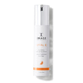 IMAGE Skincare Vital C serum bottle demonstrates hydrating formula for brighter, smoother skin.