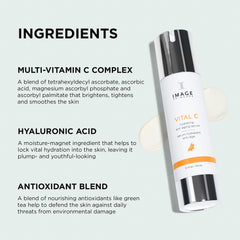 IMAGE Skincare Vital C ingredients close-up emphasizes multi vitamin C complex.