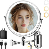 IMIKONA 9-inch wall-mounted makeup mirror with extendable arm for precise positioning