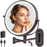 IMIKONA wall mounted makeup mirror with extendable arm for flexible positioning during makeup
