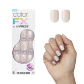 imPRESS ColorFX Rebel, uña blanco sólido corto squoval, acabado brillante.