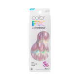 imPRESS colorFX Starry uña cercana con acabado perlado y brillo alto.