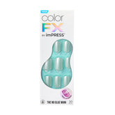 imPRESS No Glue Mani ColorFX uñas azules cortas squoval para uso diario.