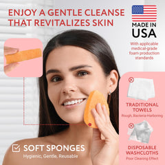 IMPRESA Face Scrubber Exfoliator Pads regular puff on counter shows reusable, durable exfoliation for daily routines