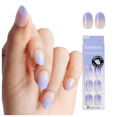 imPRESS Color Ombre Friendzone blue short oval nails on hand with gradient finish for everyday chic