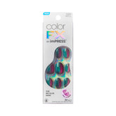 Uñas colorFX negras de imPRESS, forma ovalada y corta para estilo diario.