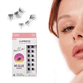 imPRESS Falsies press-on lashes with invisible band on packaging for fast, glue-free glam.
