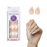 imPRESS French ideal white coffin closeup showing natural gel-like finish for at-home wear