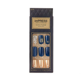 imPRESS Couture Haute glossy navy blue nails with a bold, salon-perfect finish.