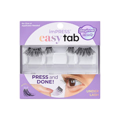 imPRESS KISS Falsies packaging close-up showing sleek self-adhesive lashes for quick wear