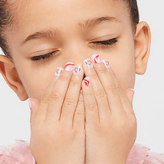 imPRESS Kiss kids application steps show simple glue-free nail press.