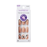 Uñas imPRESS sin pegamento beige, forma almendra, aspecto natural