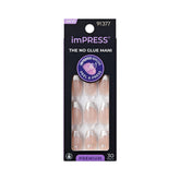 Uñas imPRESS Memory Lane plateadas, forma ataúd, talla mediana.