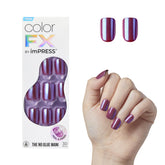 imPRESS Color FX Infinity morado, uñas cortas squoval con acabado cromado.