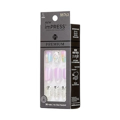 Uñas imPRESS Sweet Life con piedras solitaire para un toque elegante y diamantado.