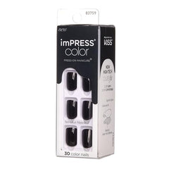 imPRESS uñas adhesivas negro corto para uso diario.