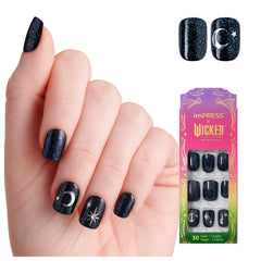 Uñas imPRESS Wicked azul corto squoval para manicura rápida