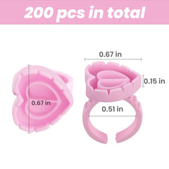 Inartato pink heart glue rings, adjustable fit for comfortable lash artist wear.