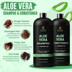 INFINA ESSENTIALS Aloe Vera Shampoo closeup highlighting soothing formula for sensitive scalps