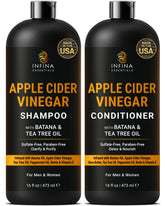 INFINA ESSENTIALS Apple Cider Vinegar Shampoo bottle, clarifying scalp cleanse