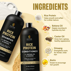 Ginseng extract visual with conditioner bottle signaling root-to-tip reinforcement