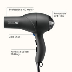 Infiniti PRO Conair hair dryer with concentrator for precise, sleek finishes