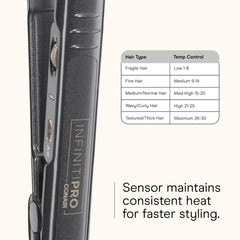 Even heat distribution with tourmaline ceramic coating reduces frizz