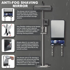 Infitrans shower mirror with razor slot storage keeps grooming tools organized