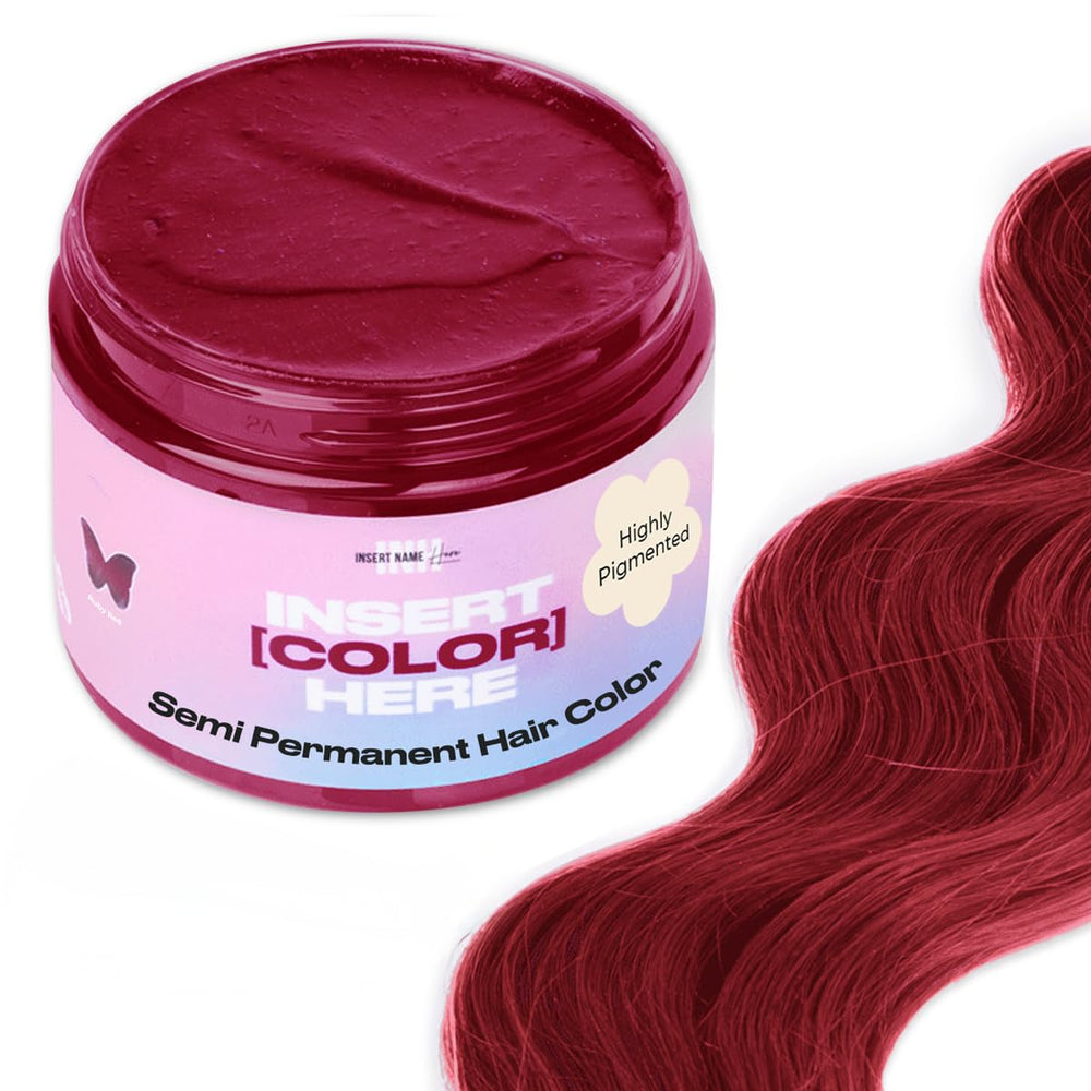 INH Ruby Red color depositing conditioner bottle delivers vibrant color and conditioning.