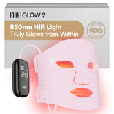 INIA Red Light Mask worn on the face for at-home skincare sessions.