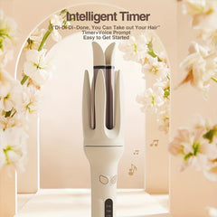 INK-EEZE automatic curling iron rotating wand in action for quick curls