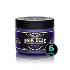 INK-EEZE Purple Tattoo Ointment 6oz jar ideal for post-tattoo healing with lavender scent.