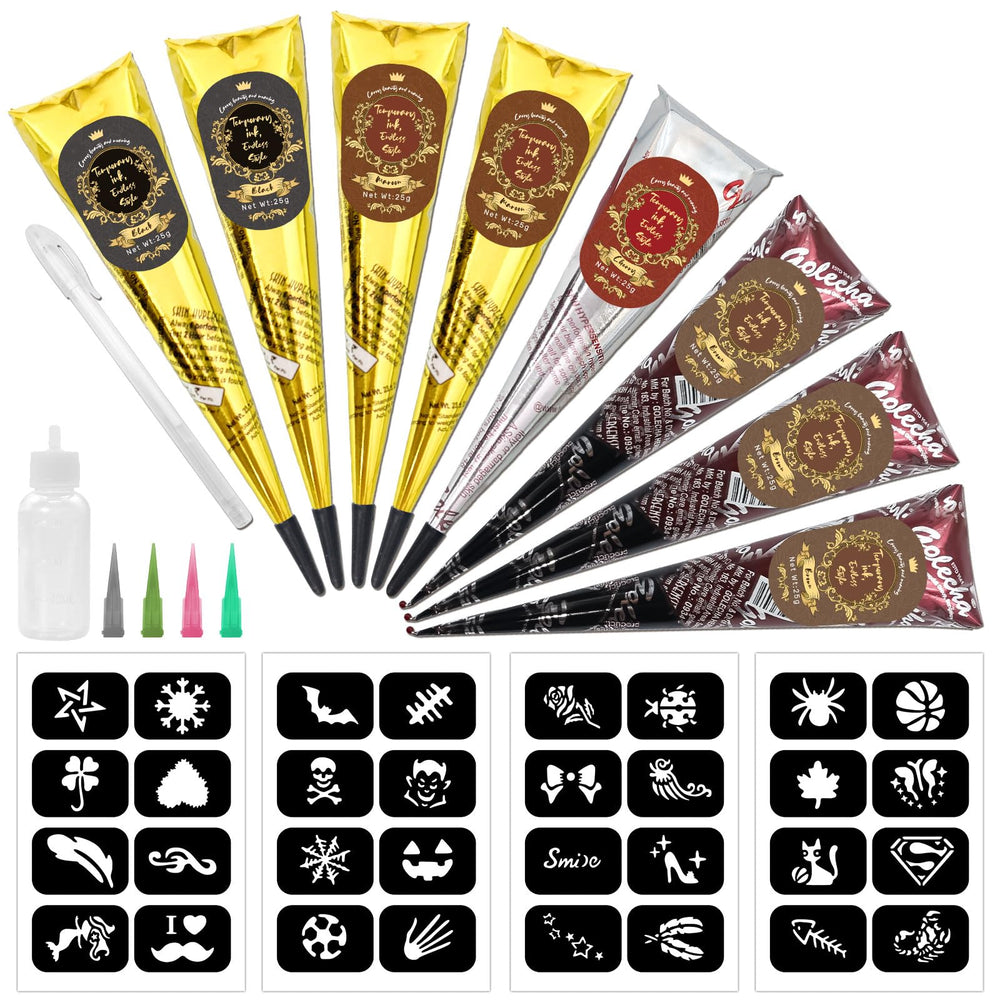 InkForge tattoo cones kit in eight colors for vibrant designs.