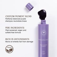 INNERSENSE Bright Balance Purple Toning Hairbath bottle highlights Monoi oil protection against color fade