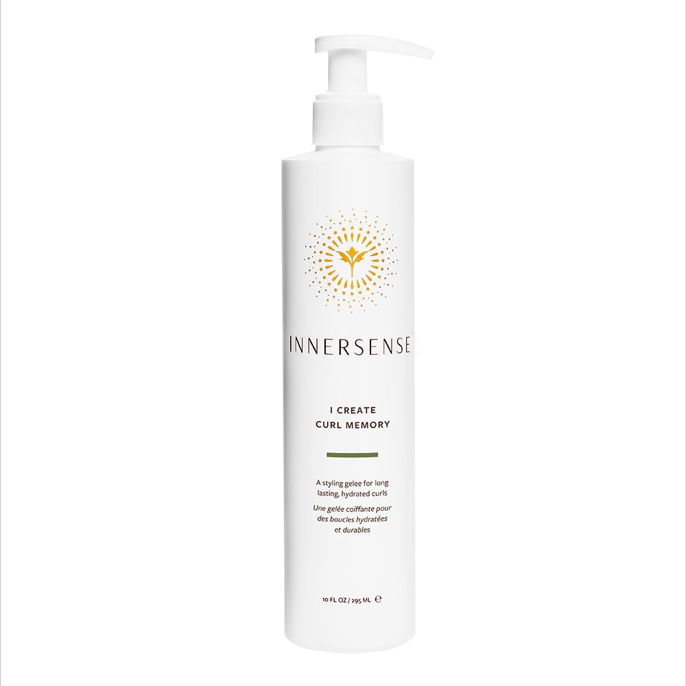 INNERSENSE Curl Memory Gel bottle demonstrates flexible hold for lasting curls