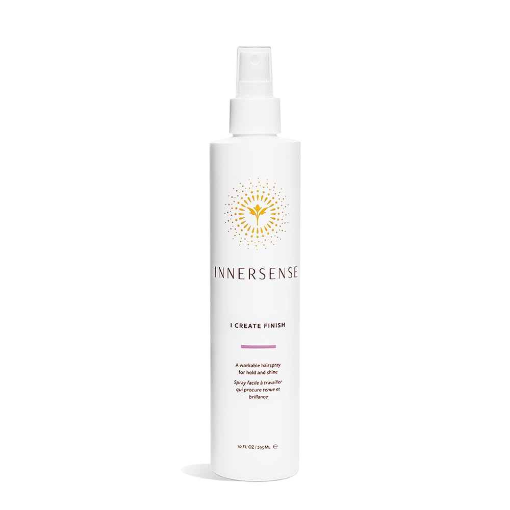 INNERSENSE I Create Finish Spray bottle close-up delivering natural finish and shine.