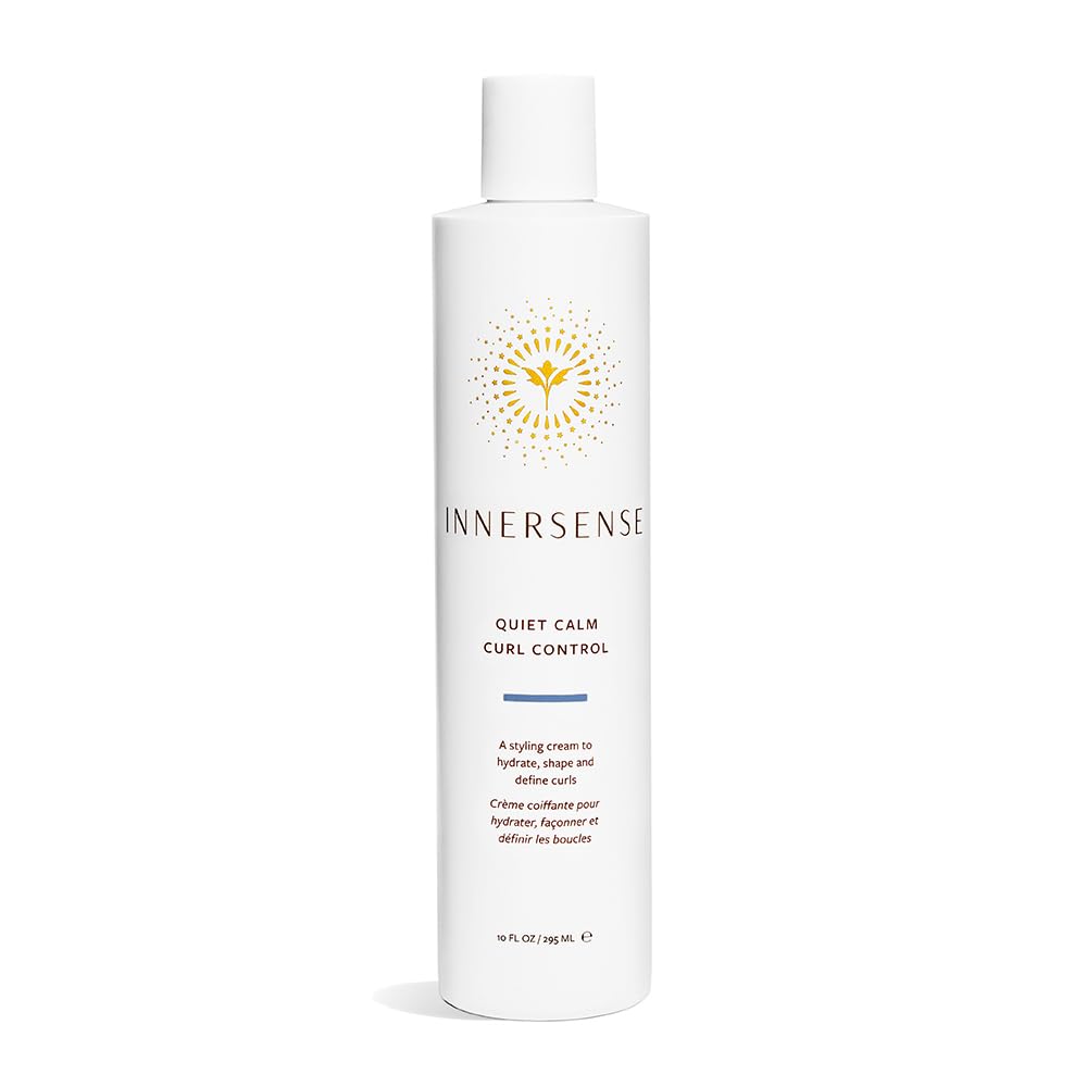 INNERSENSE Natural Quiet Calm Curl Control bottle highlights hydrating curl-defining formula