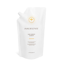 INNERSENSE Organic Beauty Hairbath bottle pour showing easy daily cleansing.