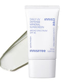 Innisfree Daily Mineral UV Defense bottle with green tint neutralizes redness.