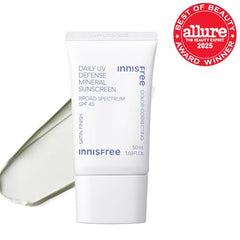 Innisfree Daily Mineral UV Defense green tint swirl demonstrates color correction.
