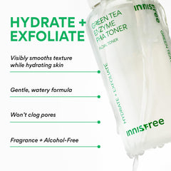 Innisfree Green Tea Enzyme PHA Toner poured into hand for instant hydration