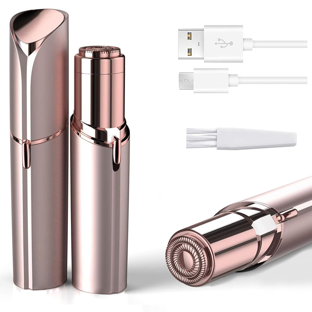 INNOBEAUT facial hair remover in rose gold, front view, portable and easy to store.