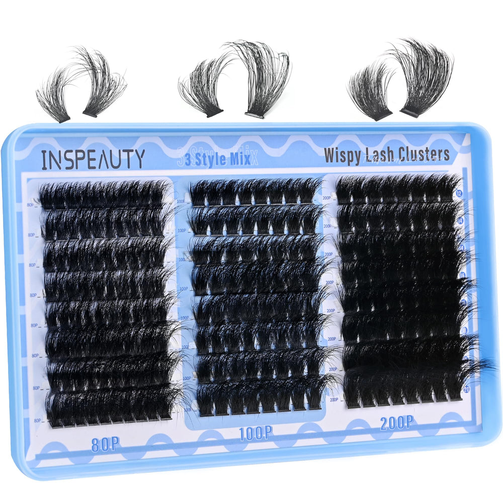 INSPEAUTY lash clusters 80D-100D-200D set for dramatic volume at home