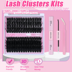 INSPEAUTY Lash Clusters Kit lengths 12-20mm offers versatile DIY styles.