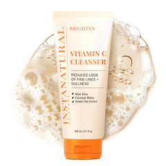 InstaNatural Vitamin C Cleanser bottle showing a brightening formula for healthier-looking skin.