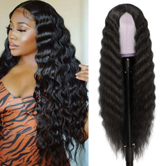 INSTASTYLE 30inch synthetic curly wig with lace front for natural part look.