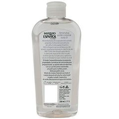 Label close-up of Instituto Español Almond Body Oil with almond oil ingredients