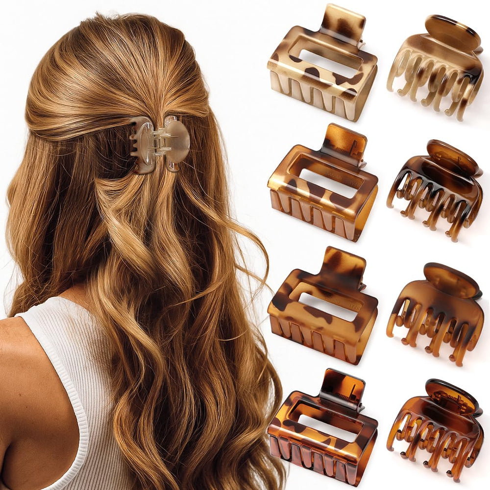 Interesse leopard-print small clip in tortoise shell provides secure half-up styling.